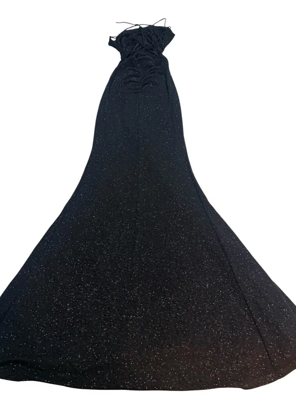 Lovely Day Black Sparkle Strapless Evening Gown - Image 2