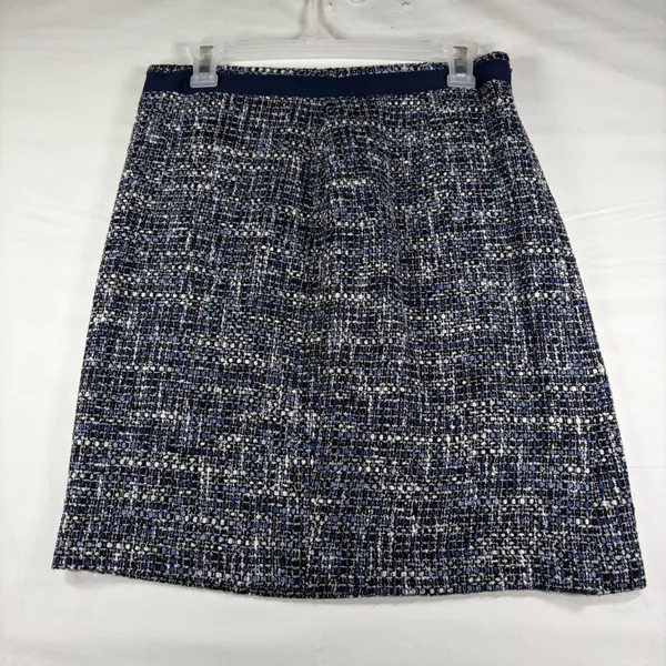 Brooks Brothers‎ Navy Blue White Tweed Wool Blend Skirt Size 6 Italian Fabric - Image 2