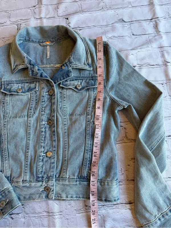 Free People Denim Jacket Western Boho Women’s Size Small Faded Country Prairie - Image 10