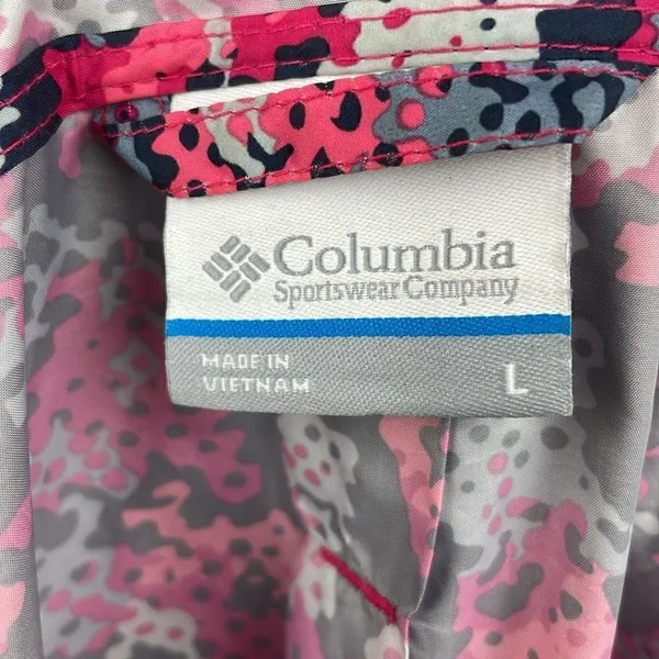 Columbia Windbreaker Light Jacket Full Zip Pink Camouflage size Large - Image 12
