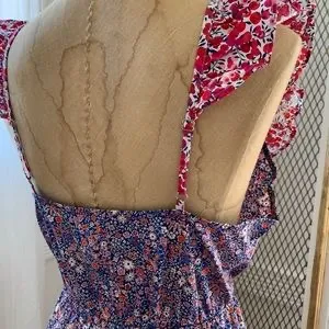 J.Crew Liberty Floral Cherry Printed Ruffle Tier Summer Dress Size S - Image 9