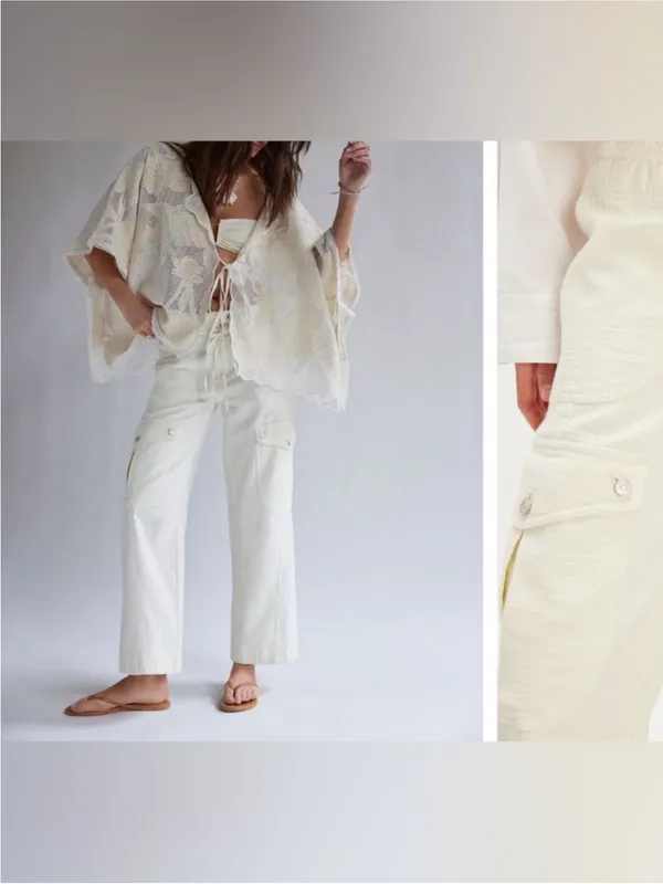 NWOT Free People We The Free Park Ave Pants - ivory - Large - Image 7