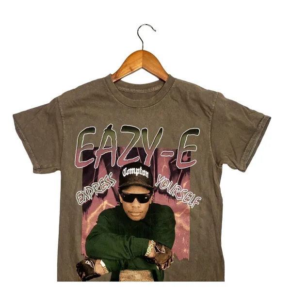 Eazy E Express Yourself Vintage Style Unisex T Shirt Short Sleeve Small Brown - Image 4