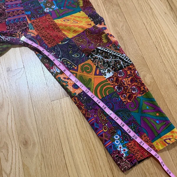 Patchwork Printed Cotton Overalls Jumpsuit Sz M Size M - Image 6
