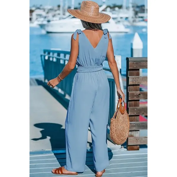 Cupshe Woven Shoulder Tie Wide Leg Jumpsuit Size XL - Image 2