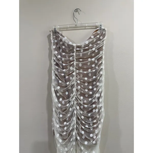 Majorelle White Mesh Polka Dot Brady Dress Revolve Bodycon Midi XL - Image 11