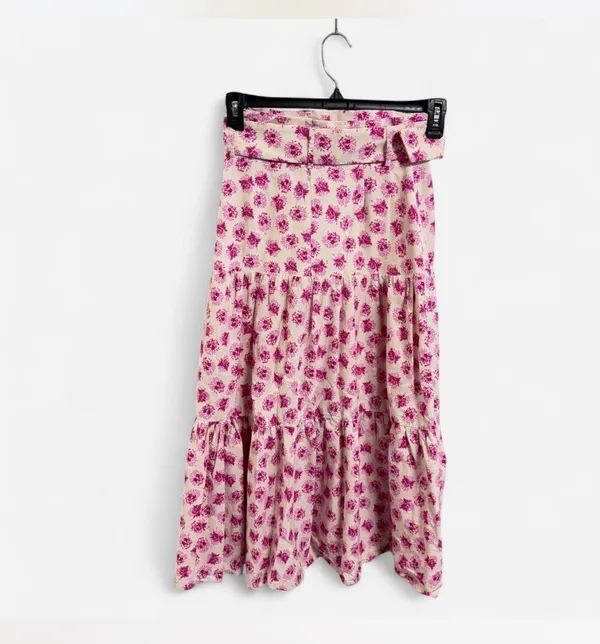 🌸 ZARA Floral Print Belted Tiered Midi Skirt | Size S 🎀 - Image 9