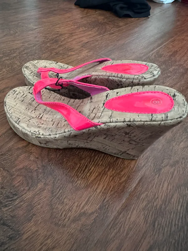 Y2K hot pink cork platform sandal White Size 8 - Image 3