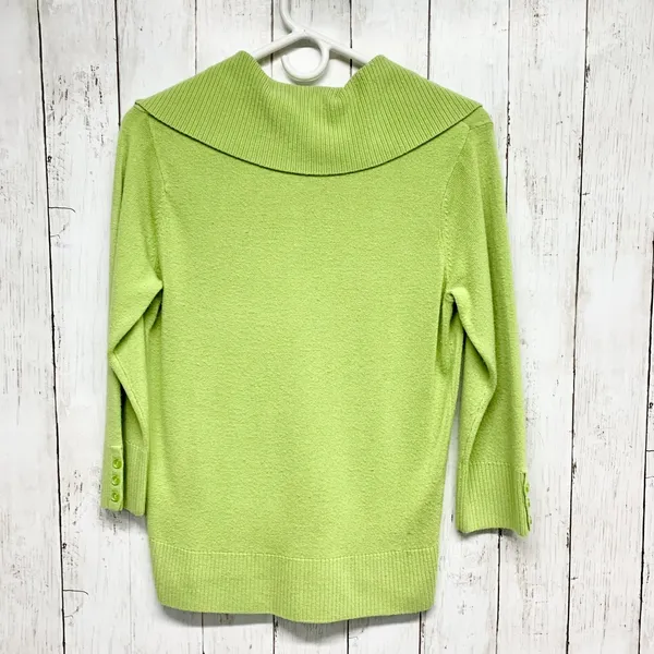 Vintage White Stag Sweater Women Sz Small Green Collared Button Front 3/4 Sleeve - Image 5