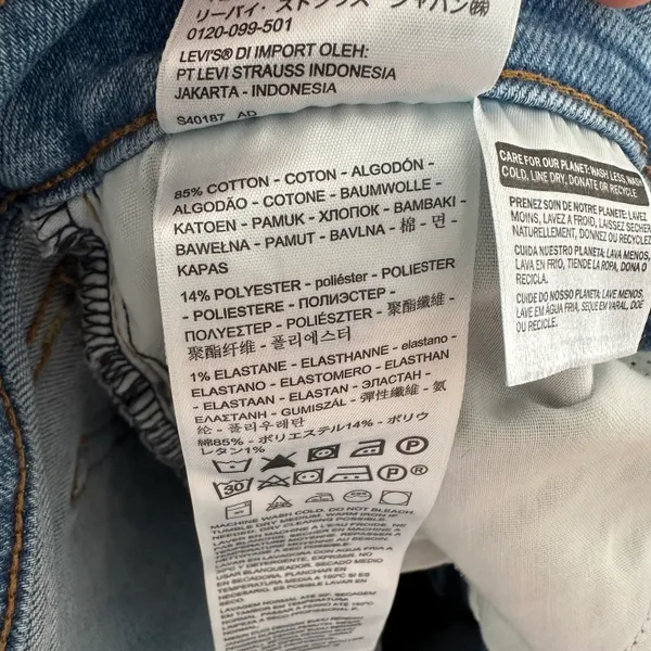 LEVIS- Wedgie Straight Distressed Knee Button Fly Denim Jeans Blue - Image 7