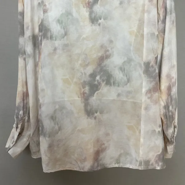 Grade & Gather Top Watercolor Marble Print Button Down Shirt Medium Blouse - Image 6