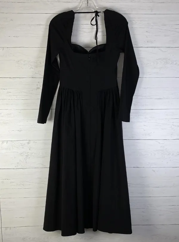Parthea Long Sleeve Tie Back A-Line Dress - Black size M - Image 4