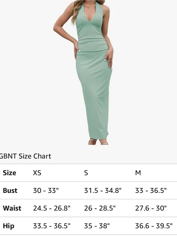 Sage Bodycon Halter Bow V-Neck Ruched Cocktail Date Night Maxi Dress NWT Sz XS - Image 6