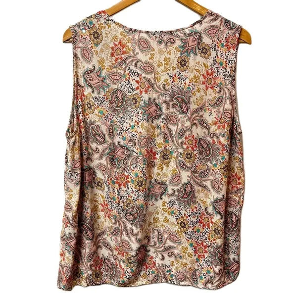 Adrienne Vittadini Paisley Print‎ Sleeveless Top Size 1X - Image 3