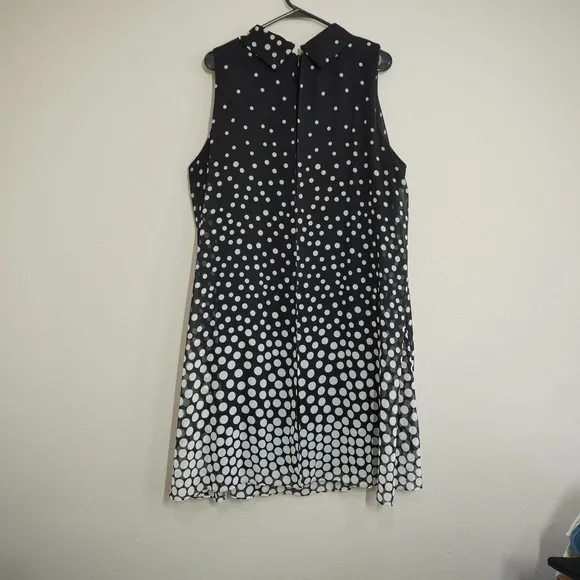 Jessica Howard Shift Dress 18W Black‎ White Polka Dot Ombre Chiffon Sleeveless - Image 5