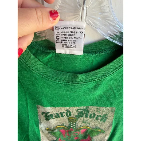 VIntage Y2K Hard Rock Cafe Moscow Green Graphic Print Short Sleeve Baby Tee S - Image 5