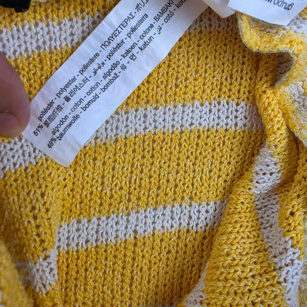 Zara Women Yellow White Striped Knit Wide Leg Pants High Rise Boho Summer Small - Image 5