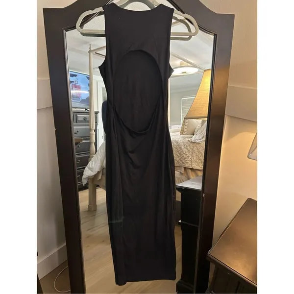 NEW Backless Casual Maxi Tank Basic Bodycon Dress S Black - Image 2