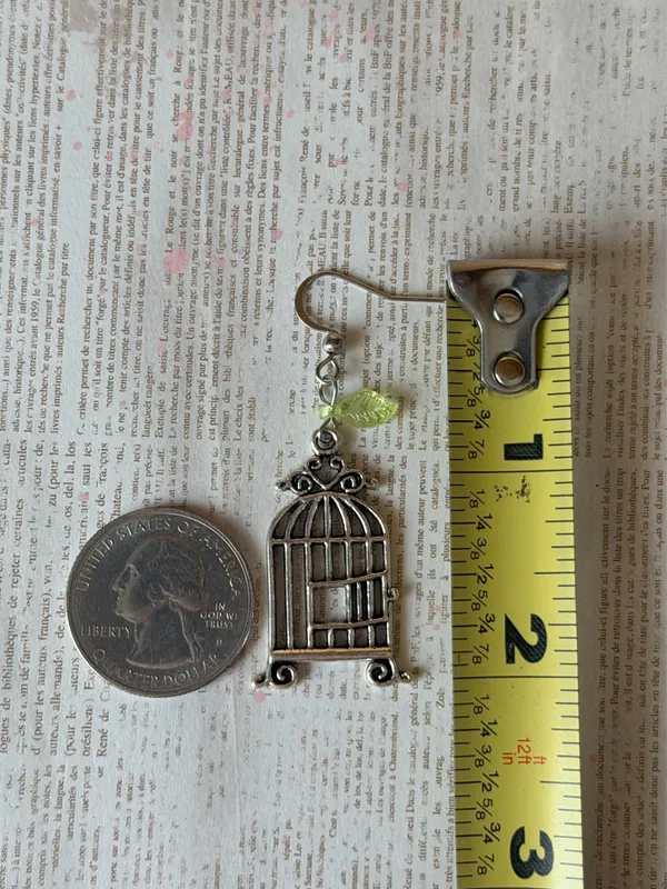 Handmade  retro whimsy goth fairy birdcage dangle earrings🕊️ - Image 7