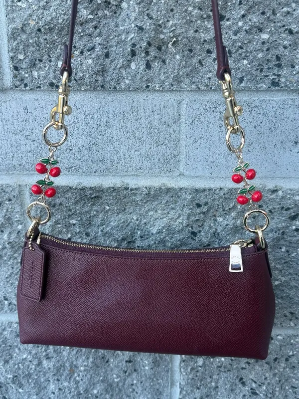 COACH nwt coach Charlotte Shoulder bag dark wine CCO18 WITH CHERRY CHAINS - Image 2