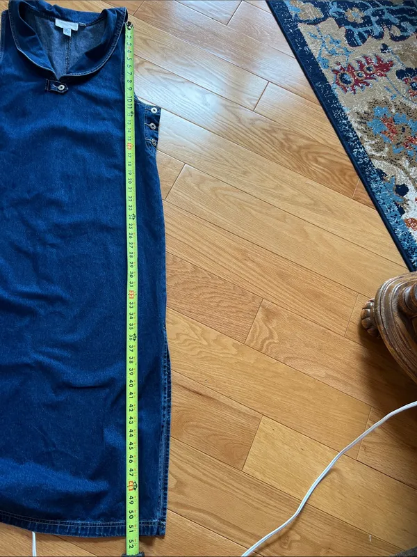 Casual Corner Denim Sailor-Style Maxi Dress cottagecore granny pie vibes - Image 9