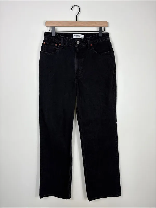Abercrombie 90s Relaxed Jeans Curve Love Women’s Size 28 6 Black Denim High Rise - Image 2