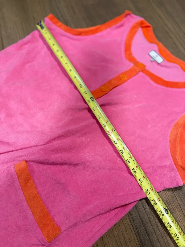 Tuckernuck Pink Terry Tank with Orange Trim and Front Buttons Dress: Size XXL - Image 4