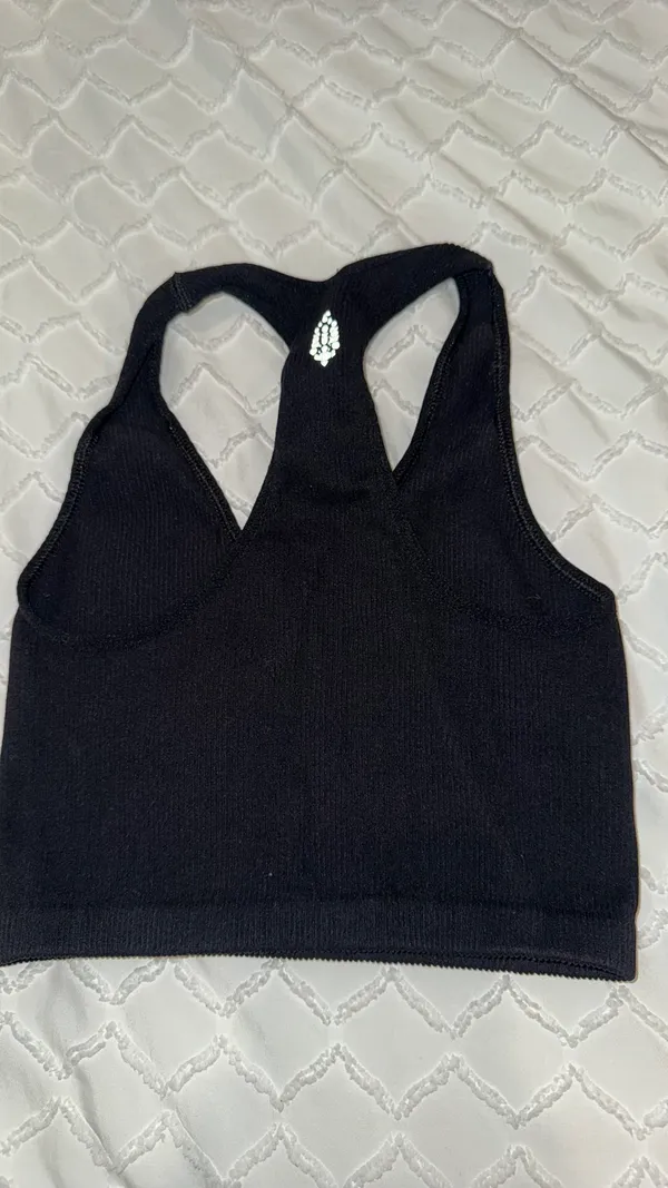 Free People Movement Black Ribbed Cropped Tank - Image 3