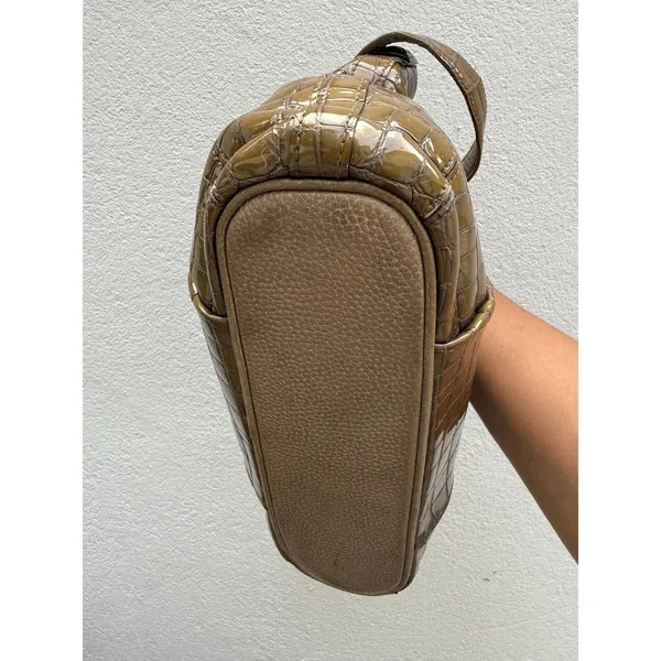 Brighton Croc Olive Green‎ Shoulder Bag Purse Zipper Charm And Dust bag B - Image 8