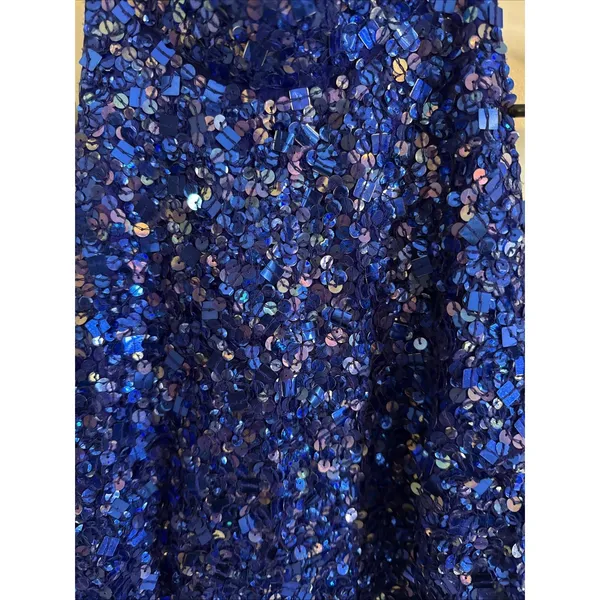 Vintage Laurence Kazar Blue Silk Hand Sequined‎ Halter Top Sz Small 90's Retro - Image 2