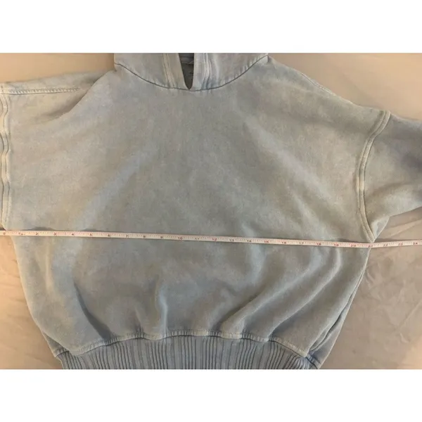 Aerie Blue Cropped Hoodie XS Soft Fleece Pullover Sweatshirt - Image 8