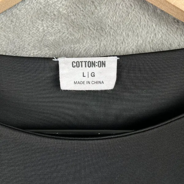 Cotton On Crop Top Women’s Large Black Long Sleeve Waist Tie Wrap Clubwear Y2K - Image 3