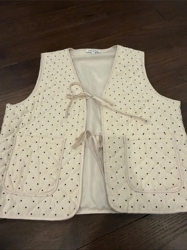 PrettyGarden Polka Dot Quilted Vest Size Large - C10-040 - Image 4