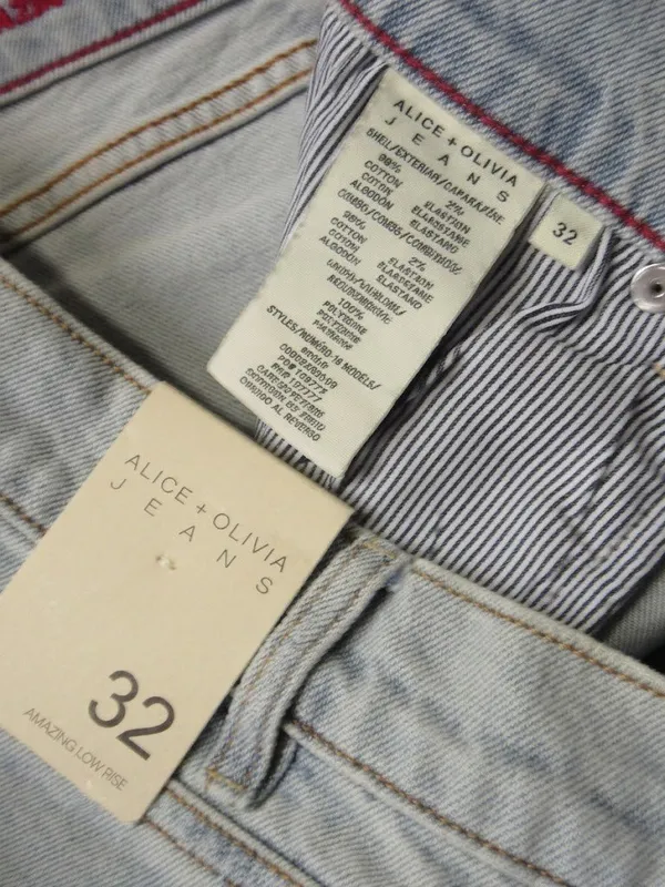 NWT Alice + Olivia Amazing Baggy in Rockstar Blue Rhinestone Wide Leg Jeans 32 - Image 7