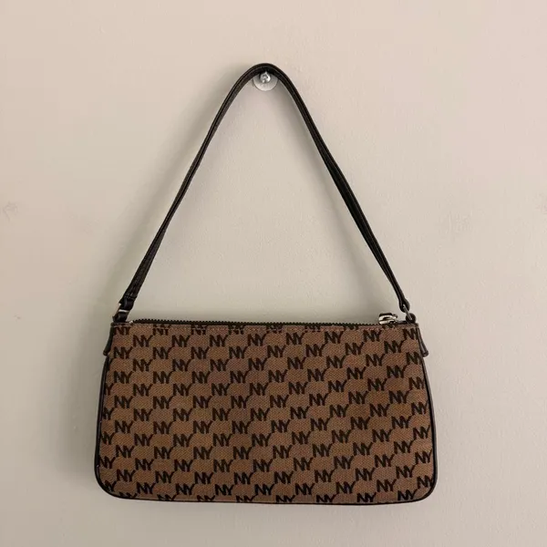 Y2k Brown New York & Company Monogram Mini Shoulder Bag - Image 4