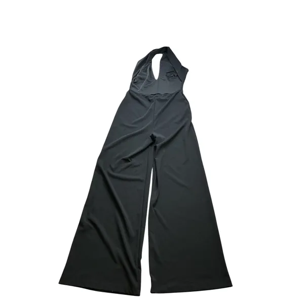 Lulus Black Halter Wide Leg Jumpsuit Deep V-Neck Formal Sleeveless Pockets L - Image 2