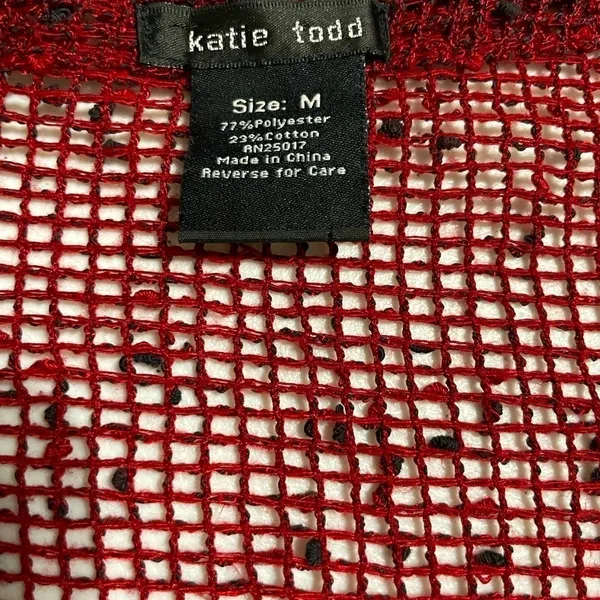Katie Todd Cardigan Sweater M Medium Lagenlook Boxy Asymmetric Hem Open Knit Art - Image 8