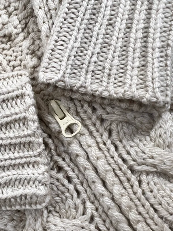 Isabel Marant Etoile Cable Knit Wool Zip Cardigan Sweater - Image 8
