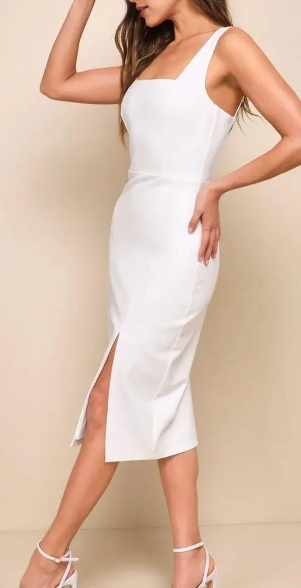 Lulus White Sleeveless Bodycon Midi Dress - Image 5