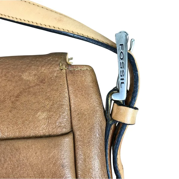 FOSSIL Classic VTG Leather Messenger Crossbody Shoulder Bag Brown Timeless Boho - Image 6