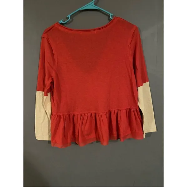 Free People Women's Colorblock Cotton Peplum Cropped Top Size Small - Image 5