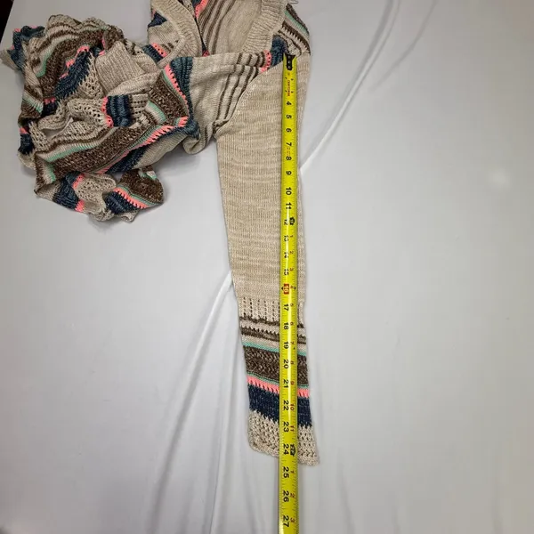 Love on a Hanger Striped Open Front Waterfall Cardigan Sweater Size Medium - Image 7