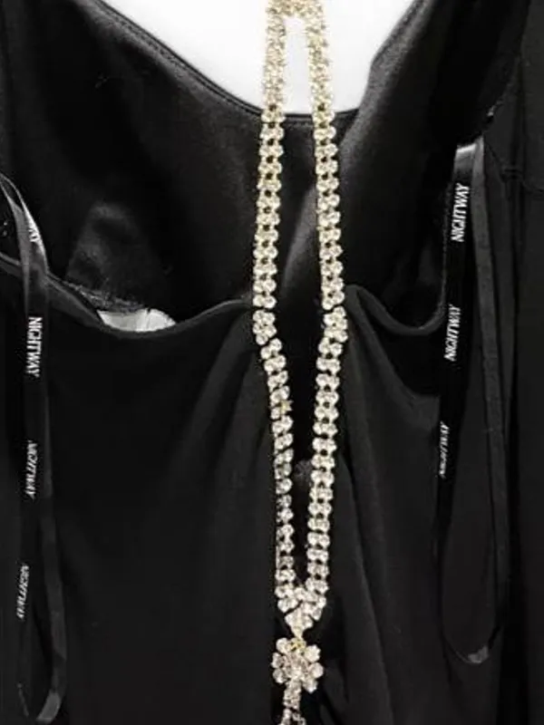 Night Way Collections Black Strapless Maxi Dress with Chain Straps - Image 3