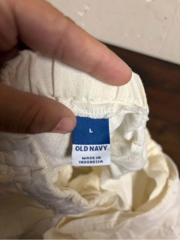 Old Navy Linen Blend Wrap Front Mini Skort Size L White Tie Waist - Image 3