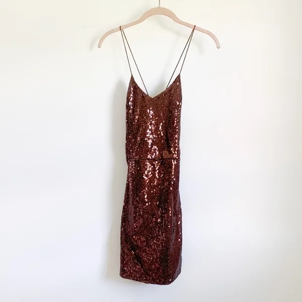 Nasty Gal “Don’t Cross Me” Brown Sequin Dress Y2K NYE - Image 4