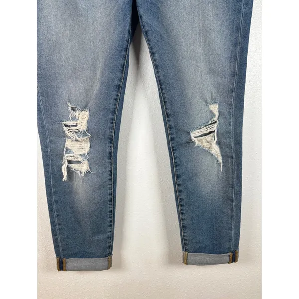 KanCan Size 5/26 Distressed Denim Jeans Cuffed Hem‎ Light Wash Rips Distressed - Image 3