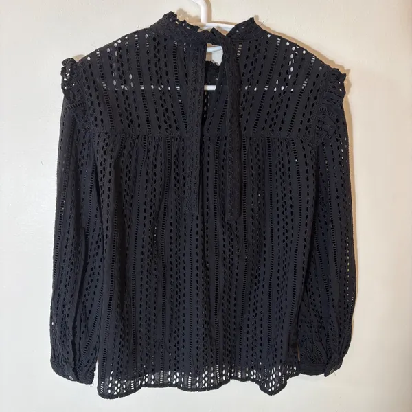 Madewell Eyelet‎ Mockneck Ruffle Top Size Small - Image 4