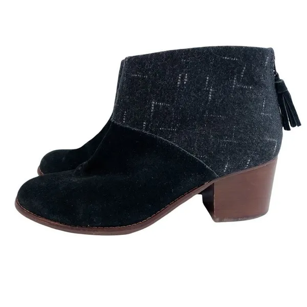 TOMS Gray Ankle Heels Boots Sz 9 Zip‎ Back Tassel Women's - Image 5