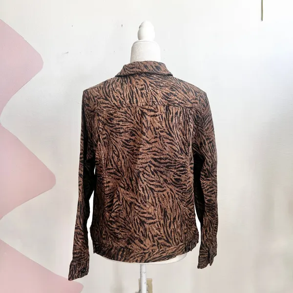 Vintage Brown Tapestry Jacket Animal Print Boho Y2K Retro Indie Sleaze‎ Large - Image 2