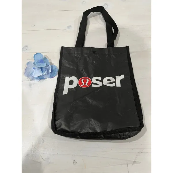 Lululemon Poser‎ Tote Bag Reusable Shopping Bag Black Logo - Image 2